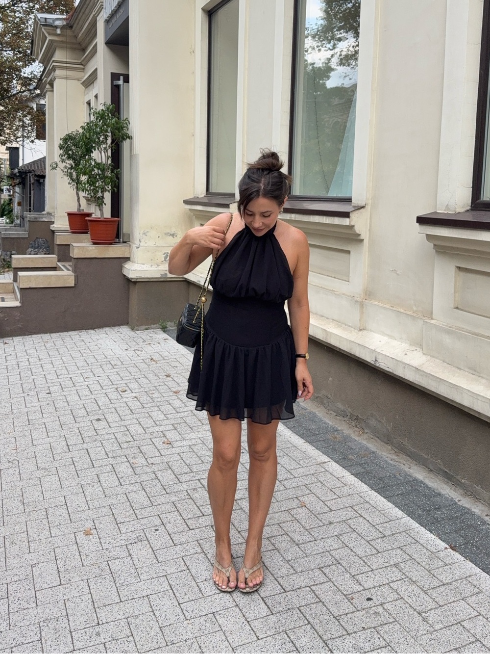 Women's Black Halter Mini Dress - Sleek Evening Party Dress - Picture 4 of 4